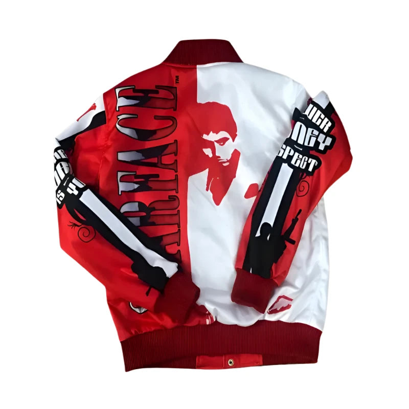Scarface Satin Orange & White Satin Varsity Jacket