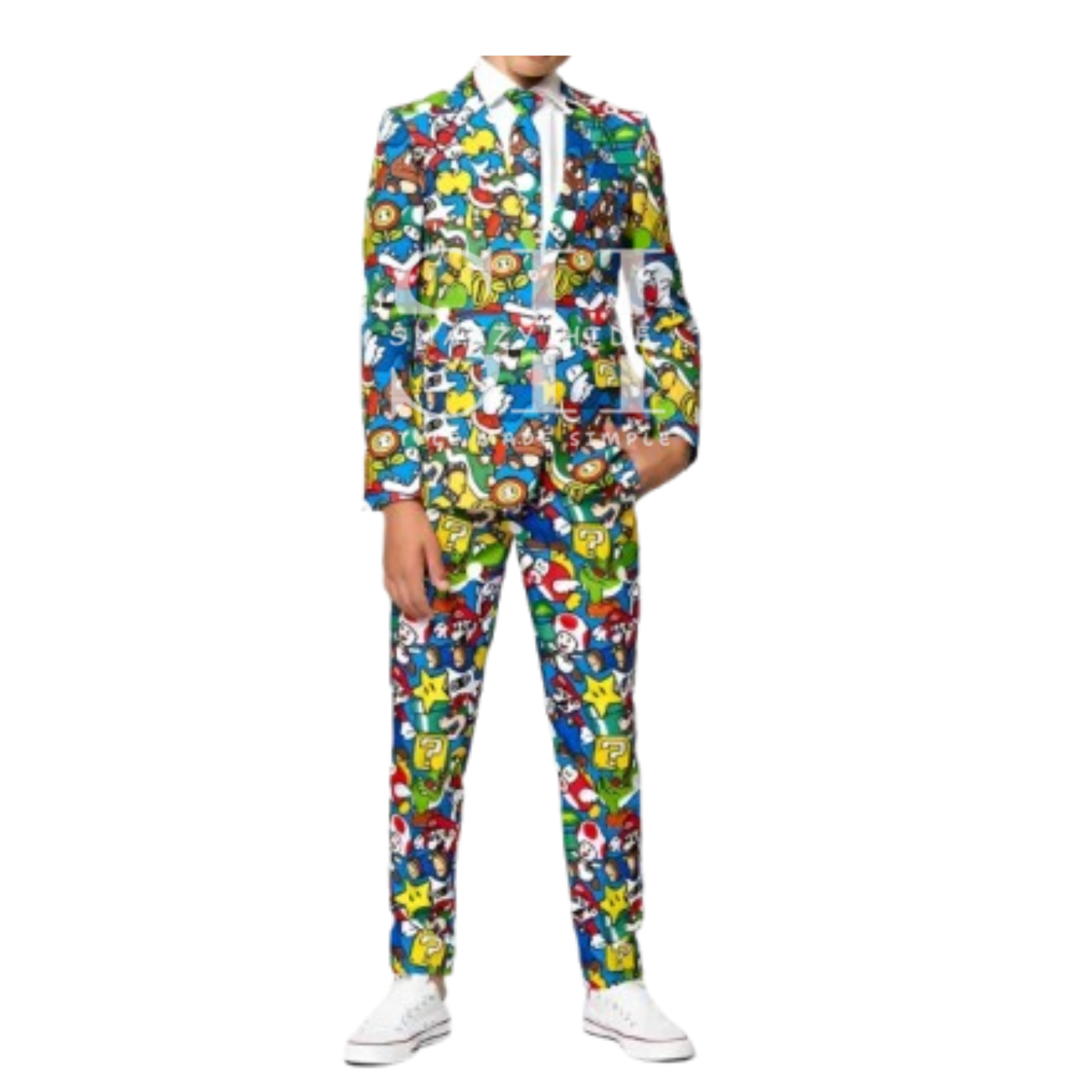 Super Mario Printed Tuxedo Suit