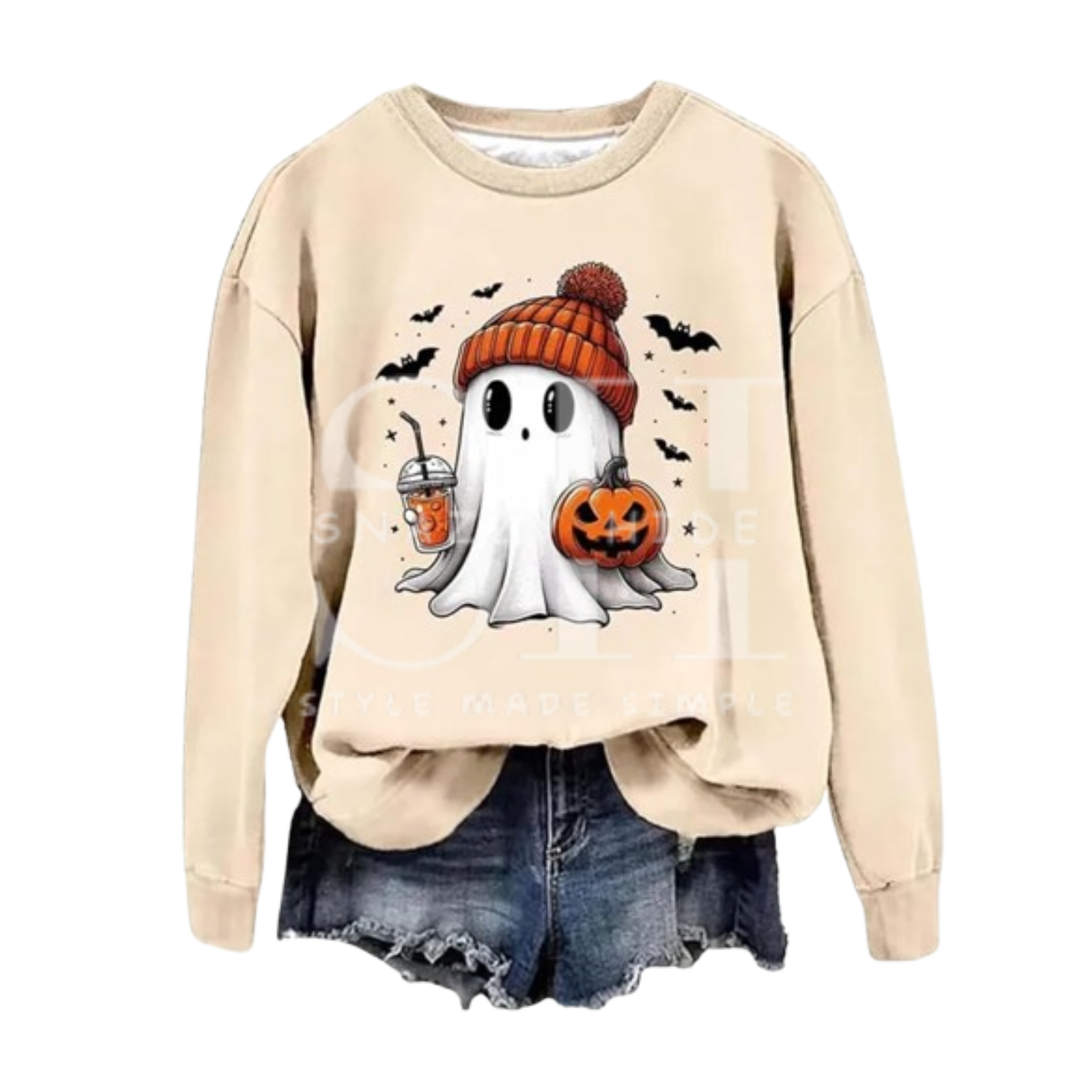 Funny Ghost Soda Graphic Fleece Sweatshirt