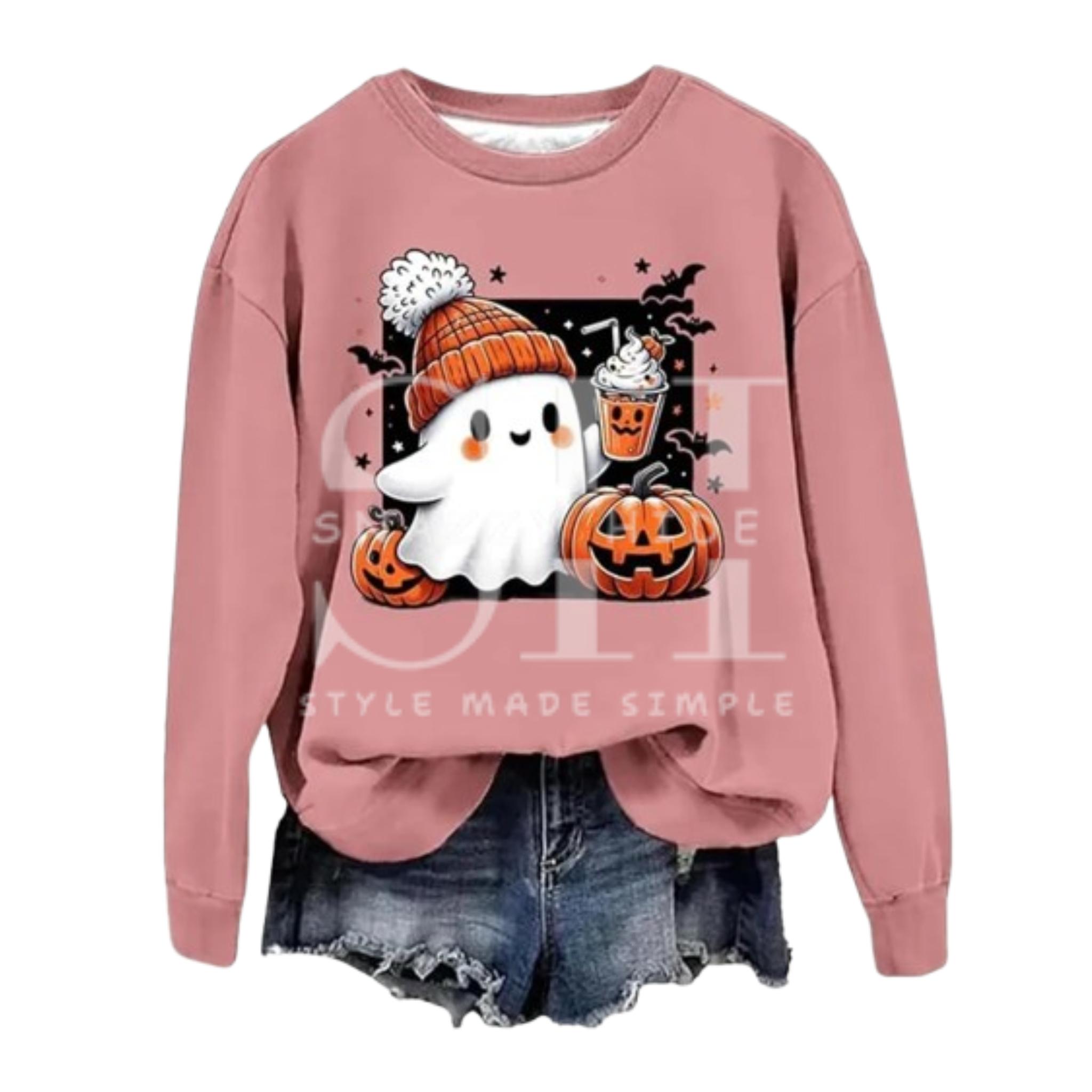 Funny Ghost Graphic Fleece Sweatshirt