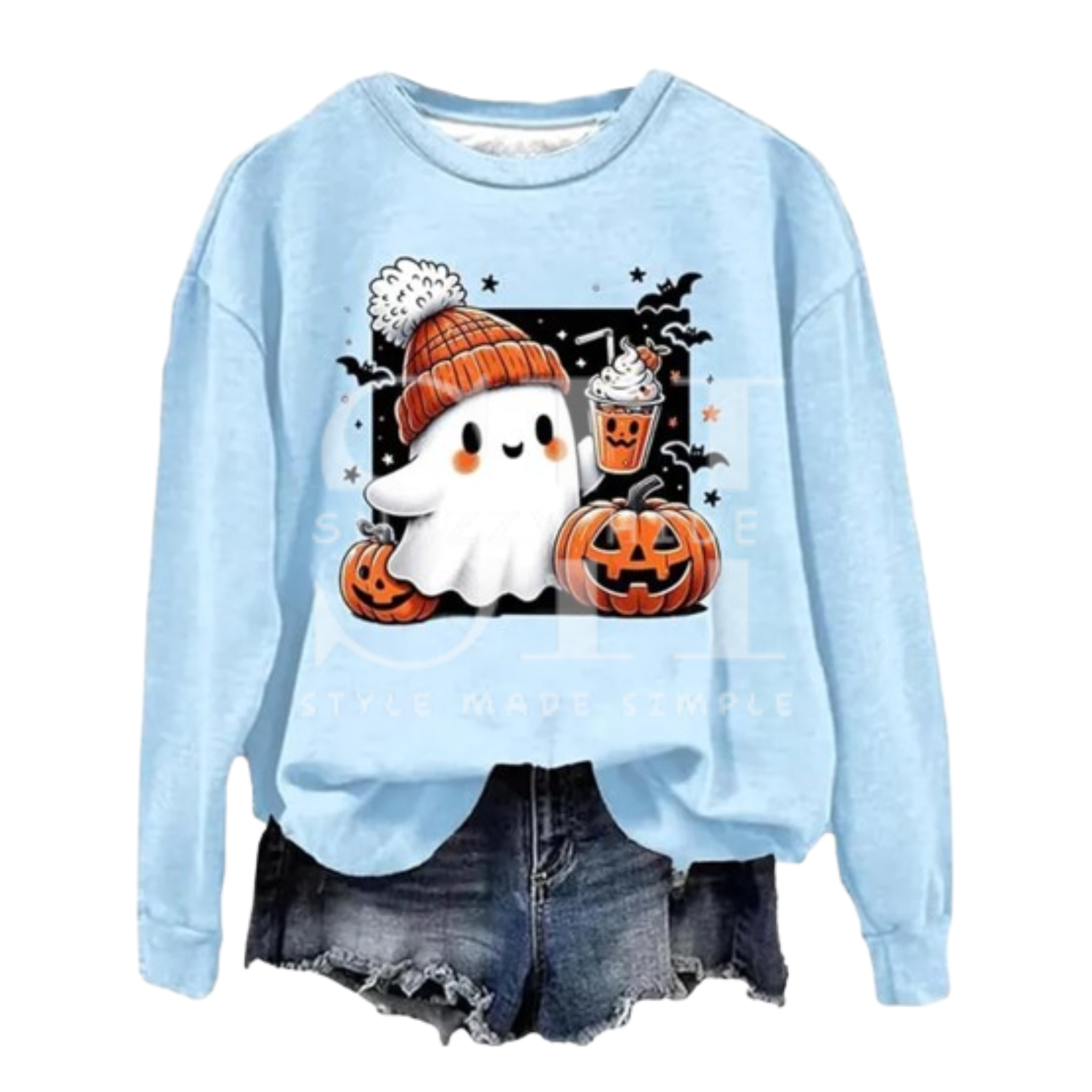 Funny Ghost Graphic Fleece Sweatshirt