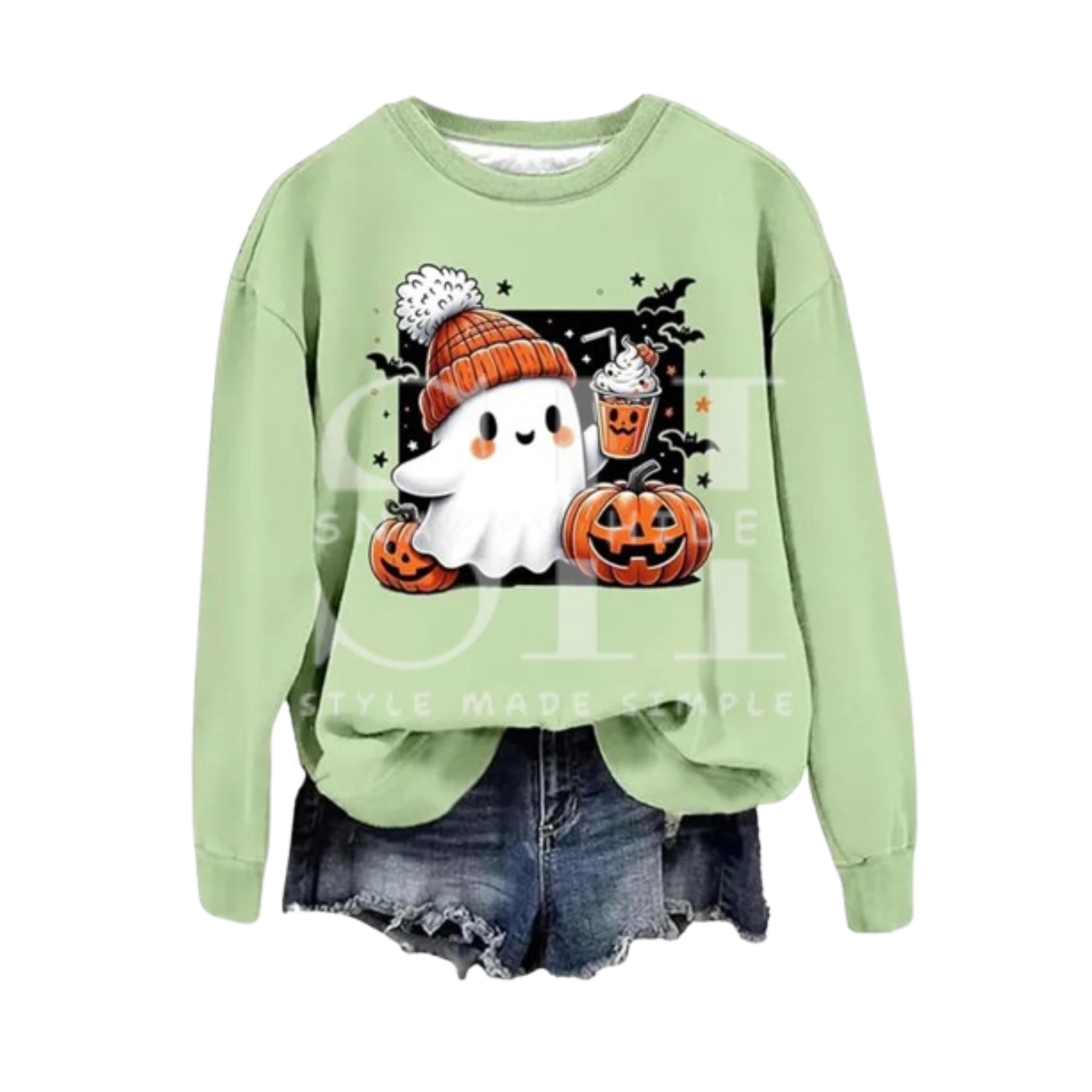 Funny Ghost Graphic Fleece Sweatshirt