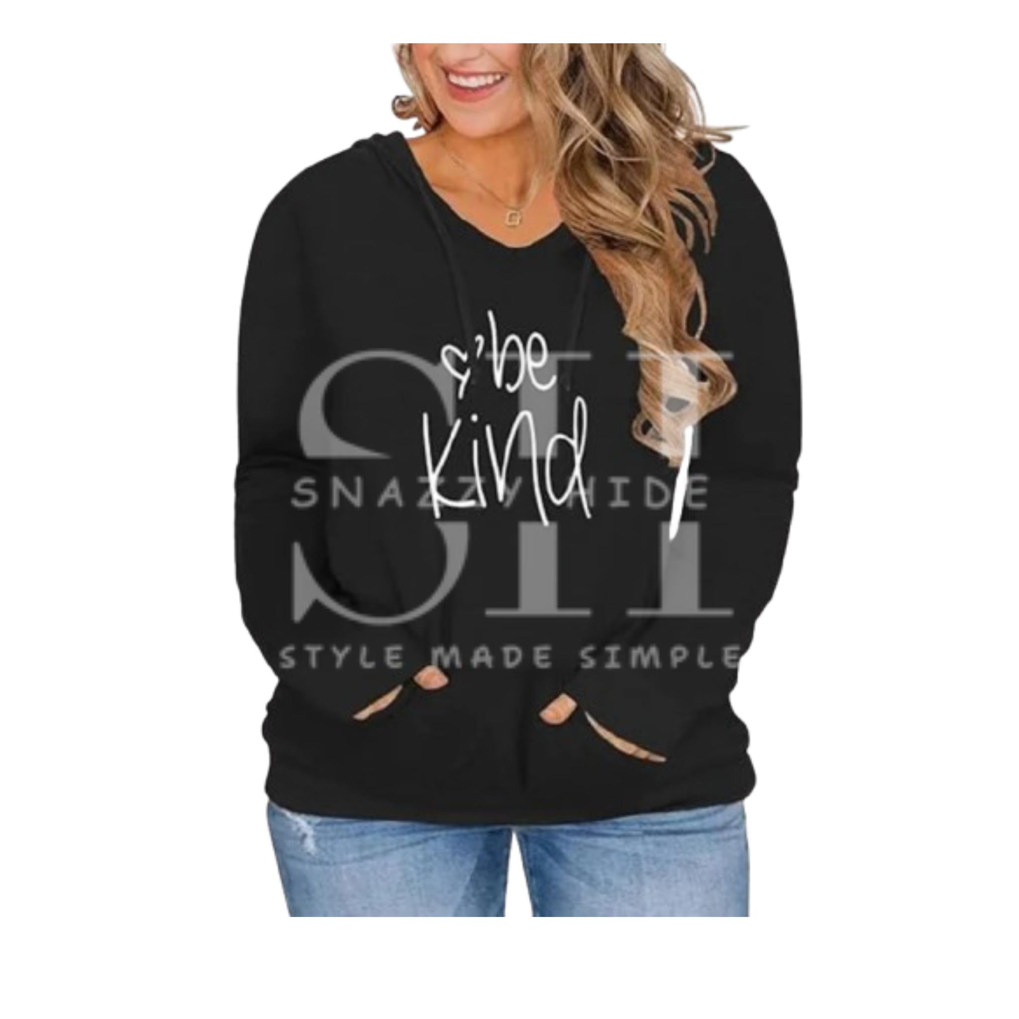 Be Kind VISLILY V Neck Pumpkin Pullover Fleece Hoodie