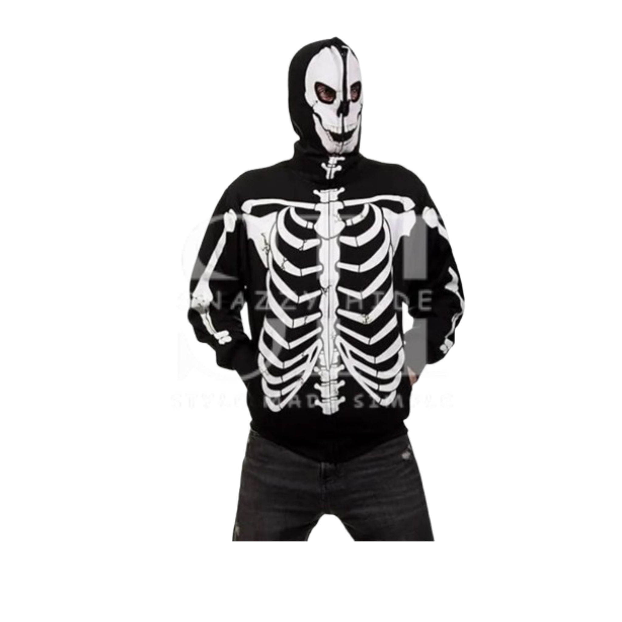 Skeleton Costume Fleece Zipper Hoodie