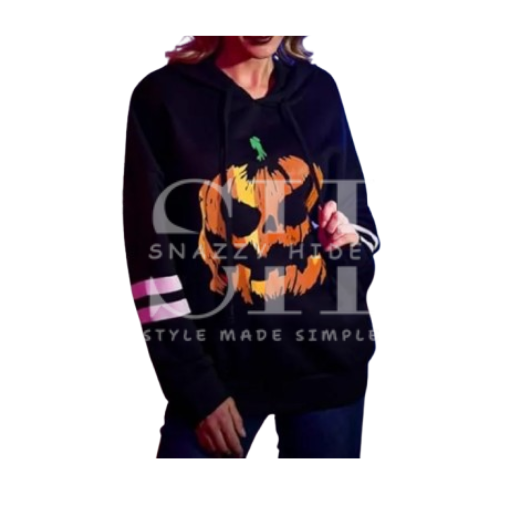 Spadehill Halloween Pumpkin Skeleton Pullover Hoodie