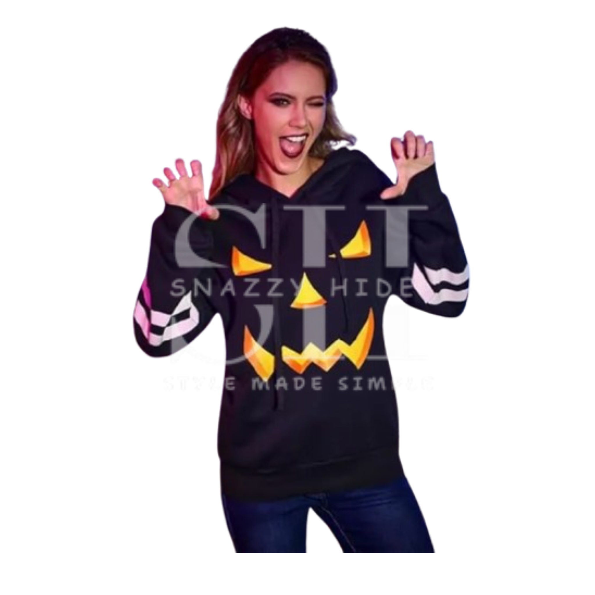 Spadehill Halloween Long Sleeve Pumpkin Hoodie