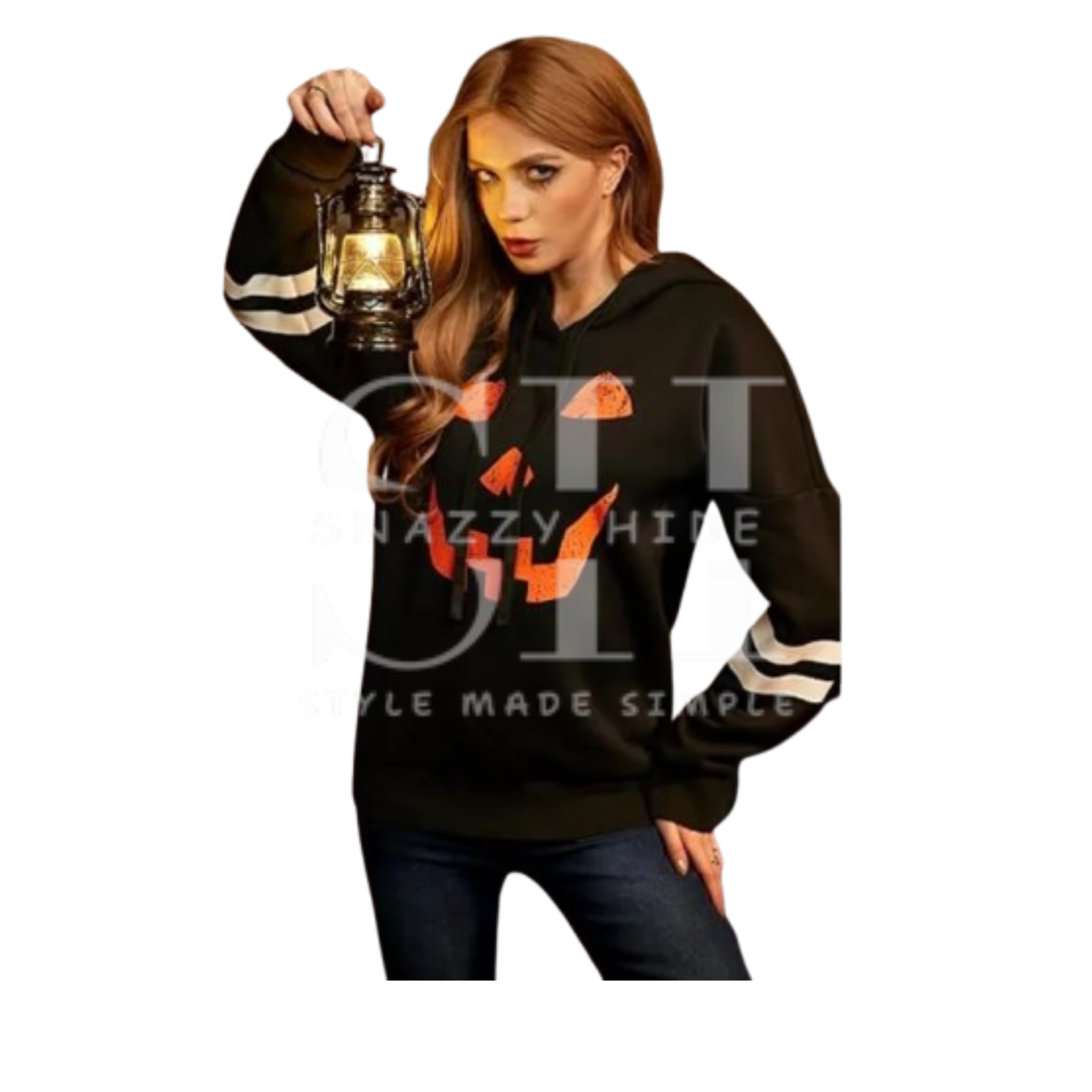 Spadehill Halloween Long Sleeve Pumpkin Hoodie