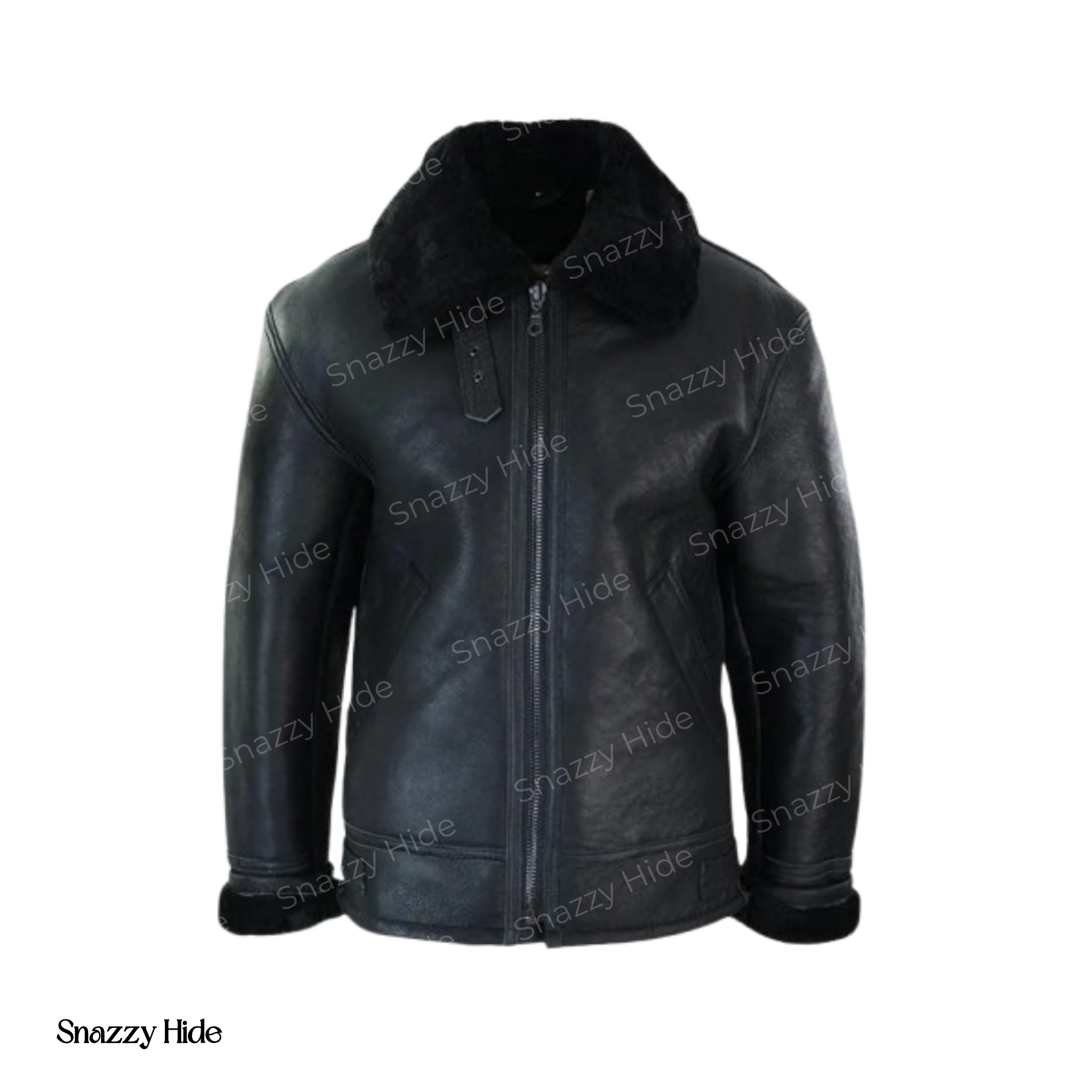 Men’s Winter Shearling Black Leather Jacket