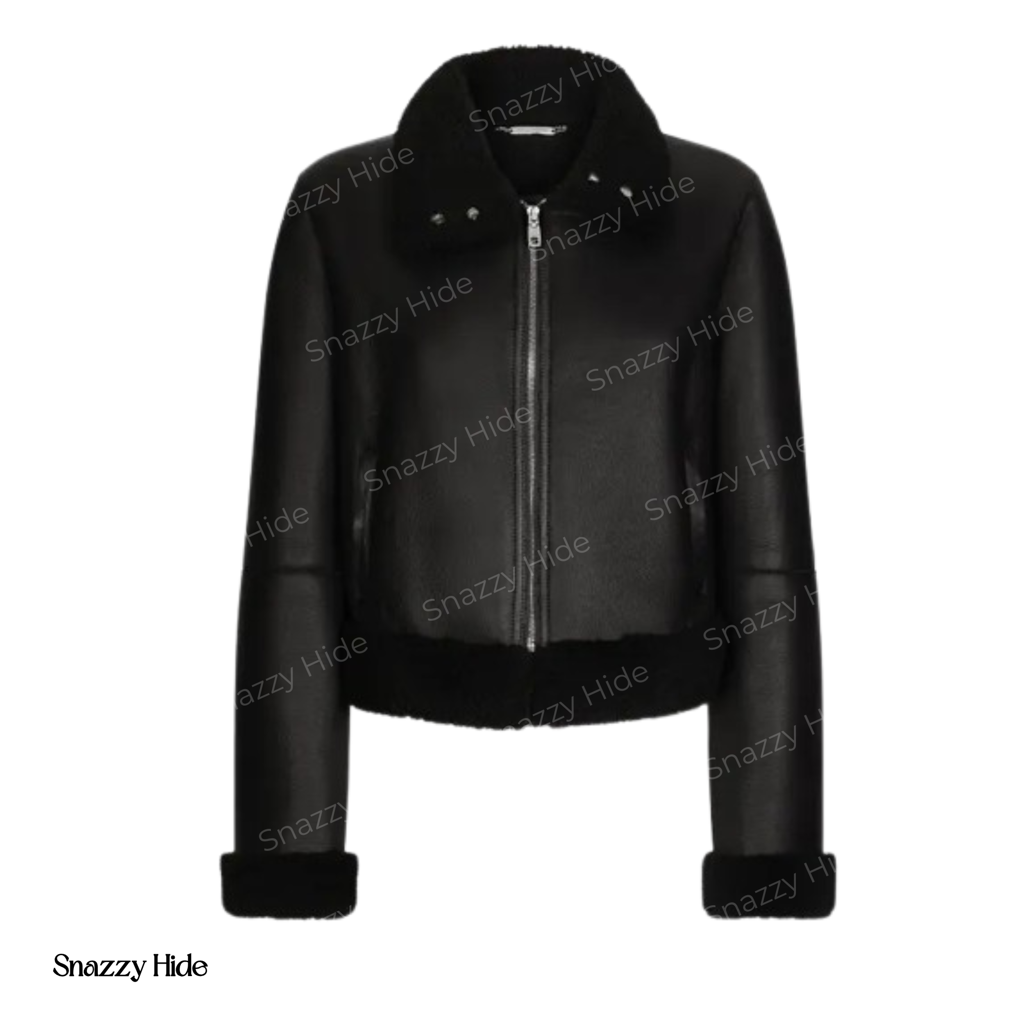 Women’s Aviator Cropped Shearling Leather Jacket