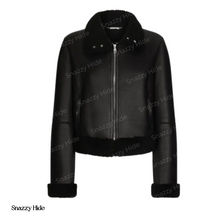 Women’s Aviator Cropped Shearling Leather Jacket