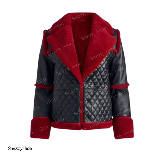 Women’s Aviator Pilot Style Red Shearling Jacket