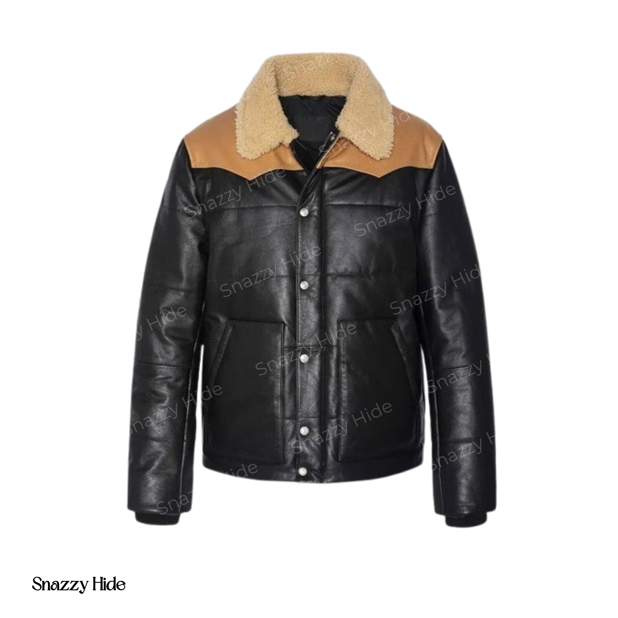 Modern Look Puffer Leather Jacket Mens