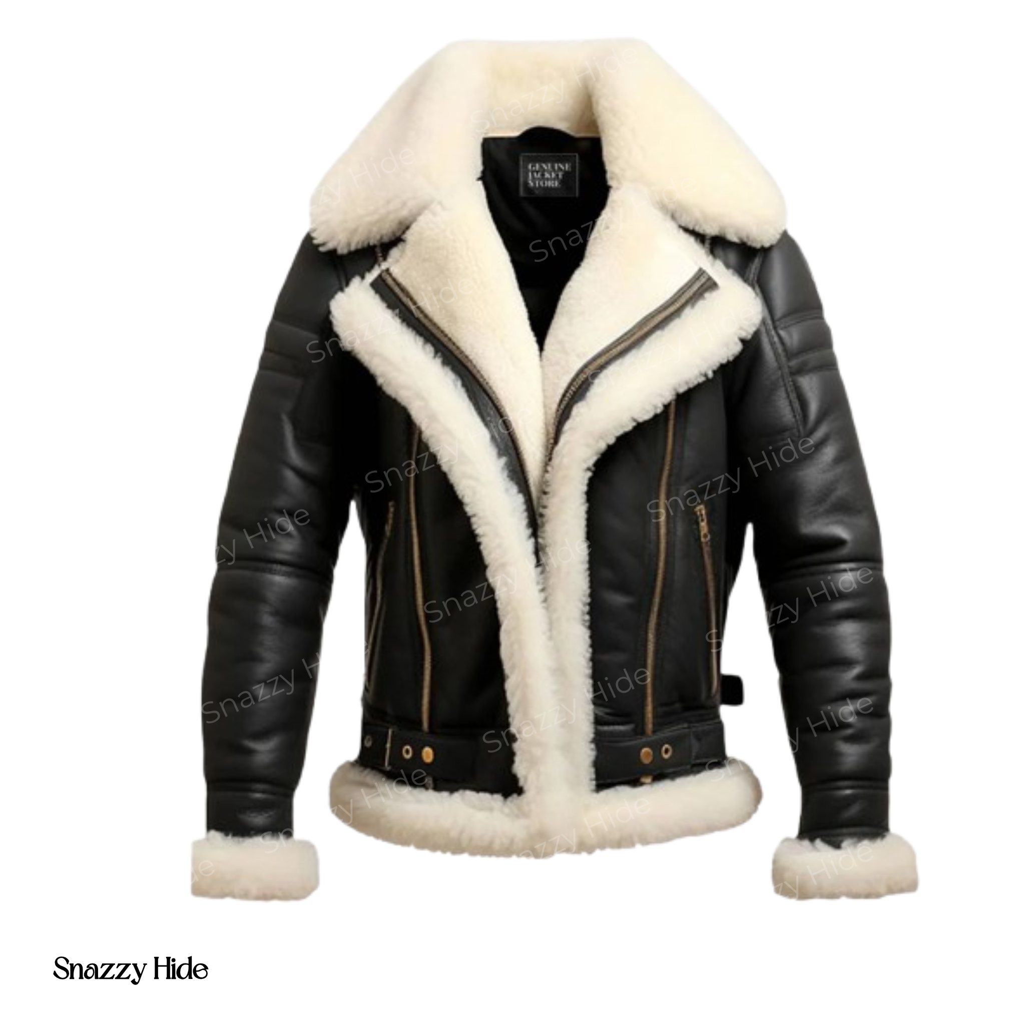 Men’s Black B3 Real Shearling Sheepskin Leather Jacket
