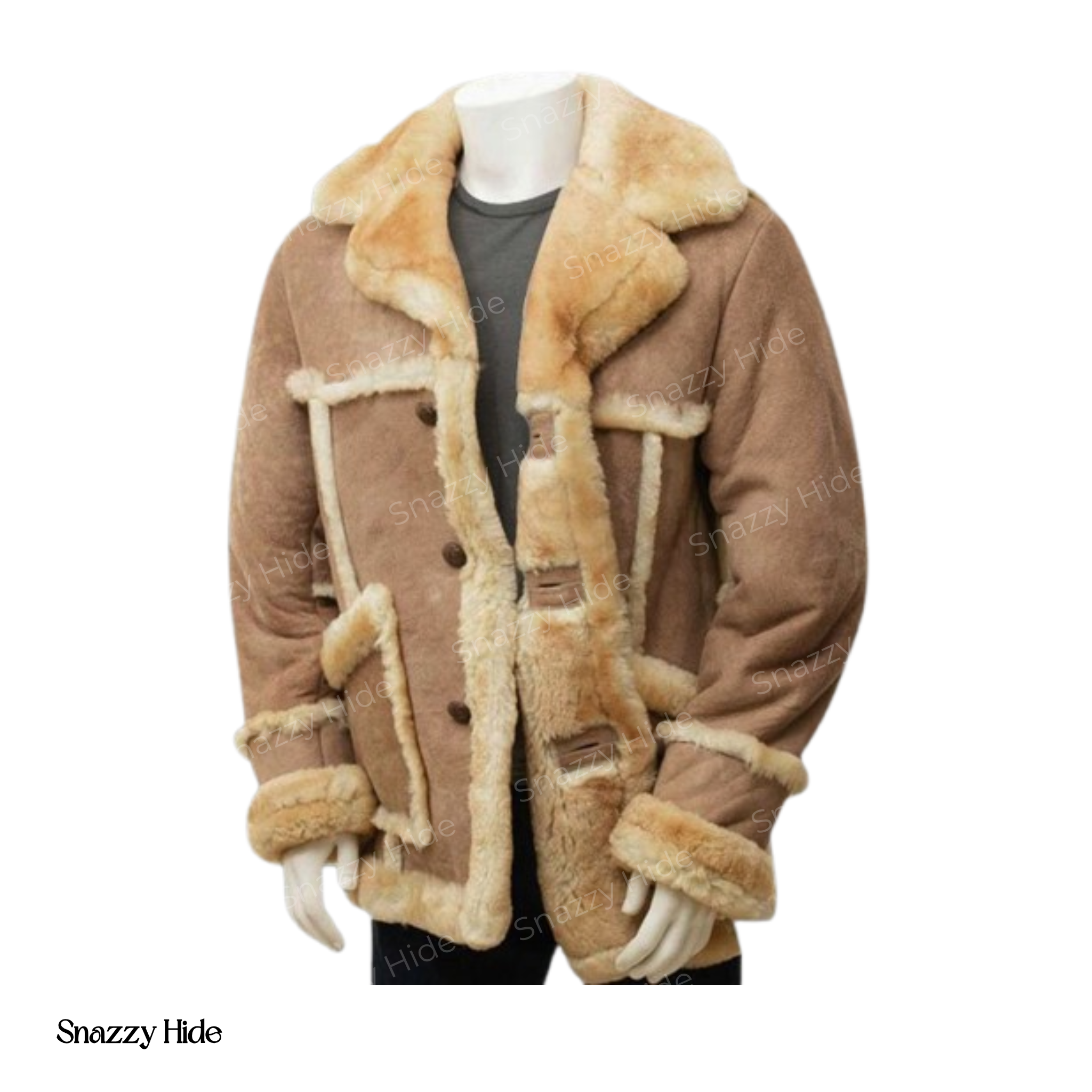 Men’s Sheepskin Brown Leather Shearling Coat