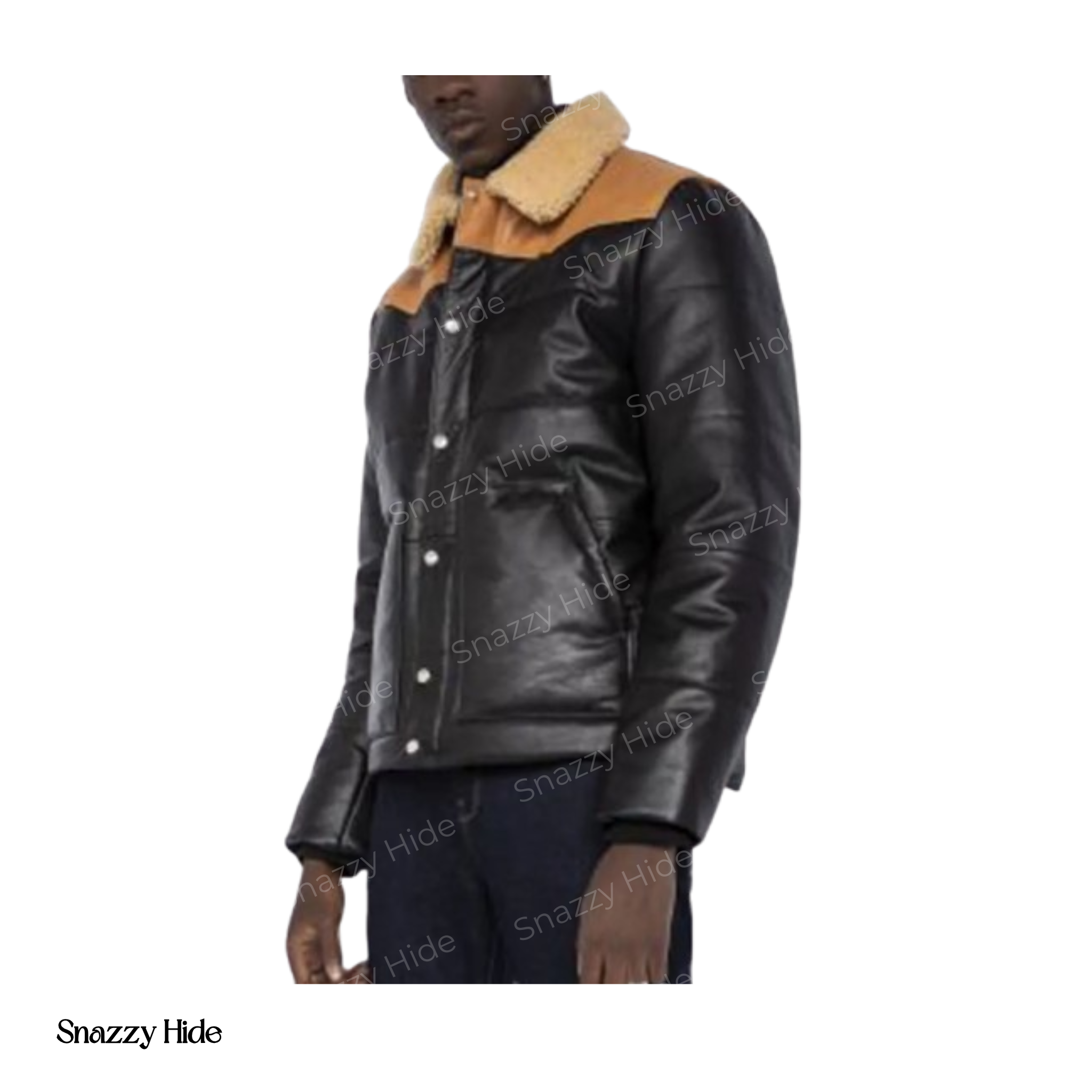 Modern Look Puffer Leather Jacket Mens