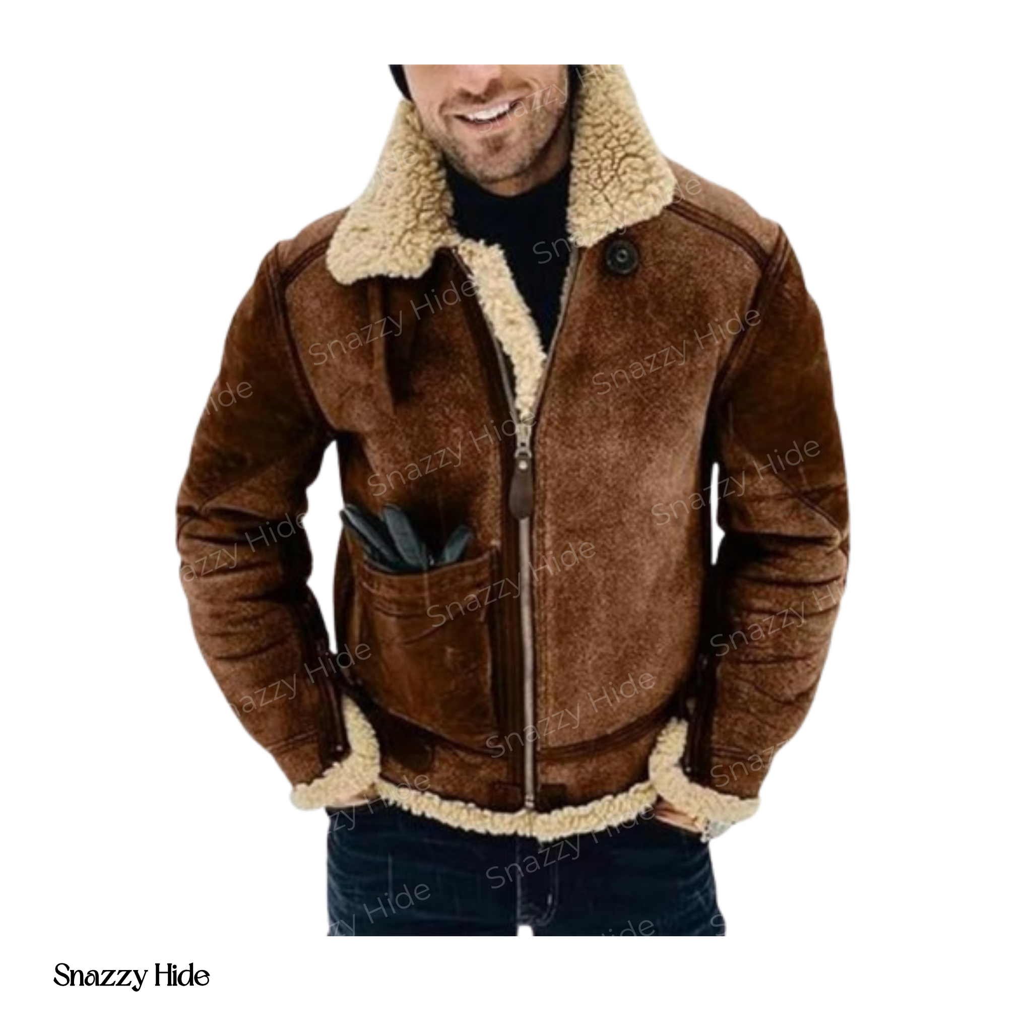 Men’s Brown Sheepskin Leather Shearling Jacket