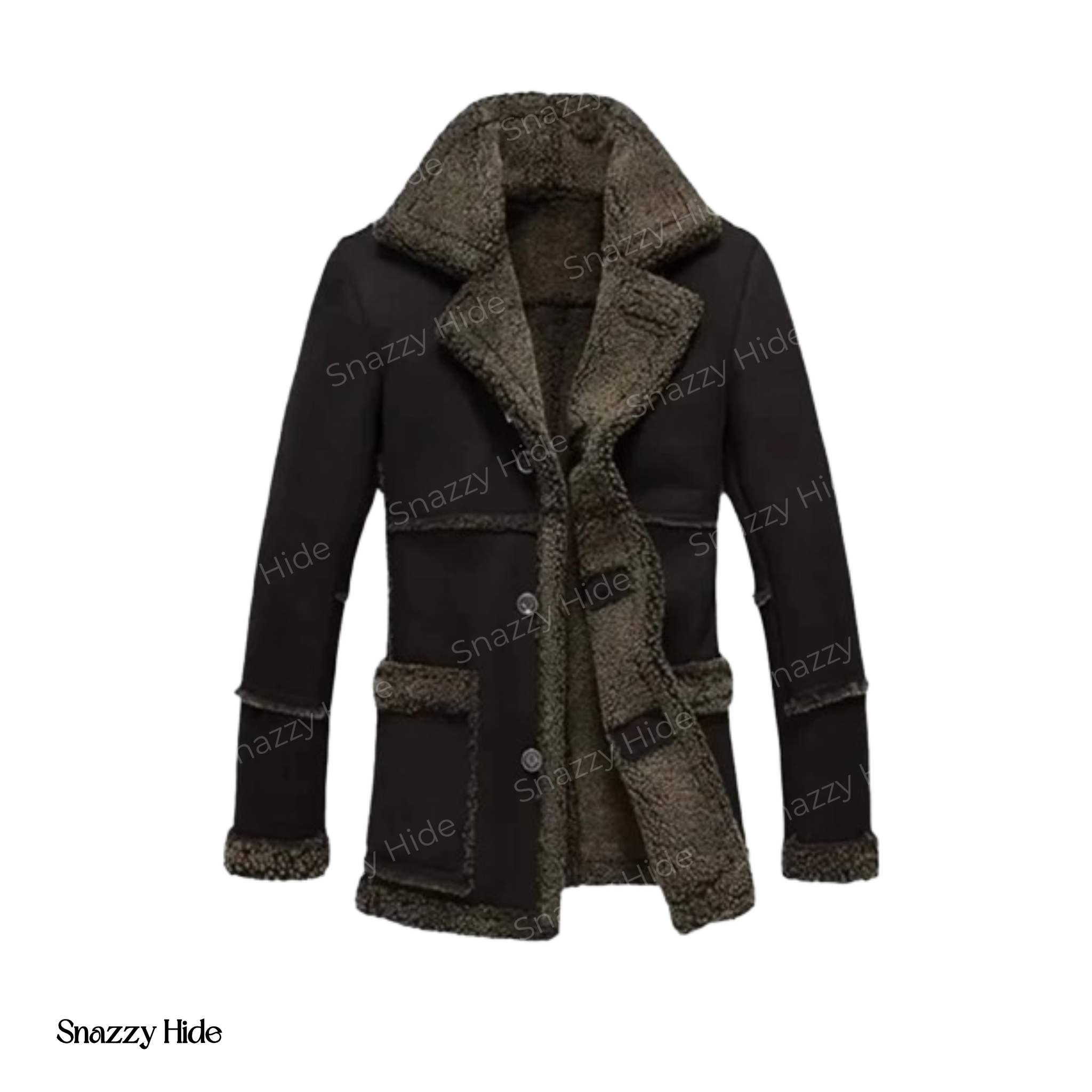 Mens Shearling Brown Reacher Style Coat