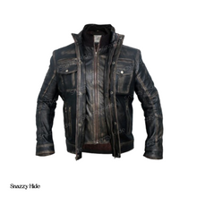 Men’s Distressed Motorcycle Leather Jacket
