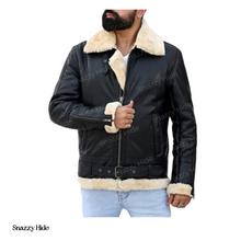Mens Sheepskin Fashion Leather Jacket Decent Black