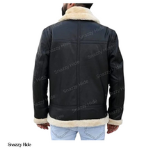 Mens Sheepskin Fashion Leather Jacket Decent Black