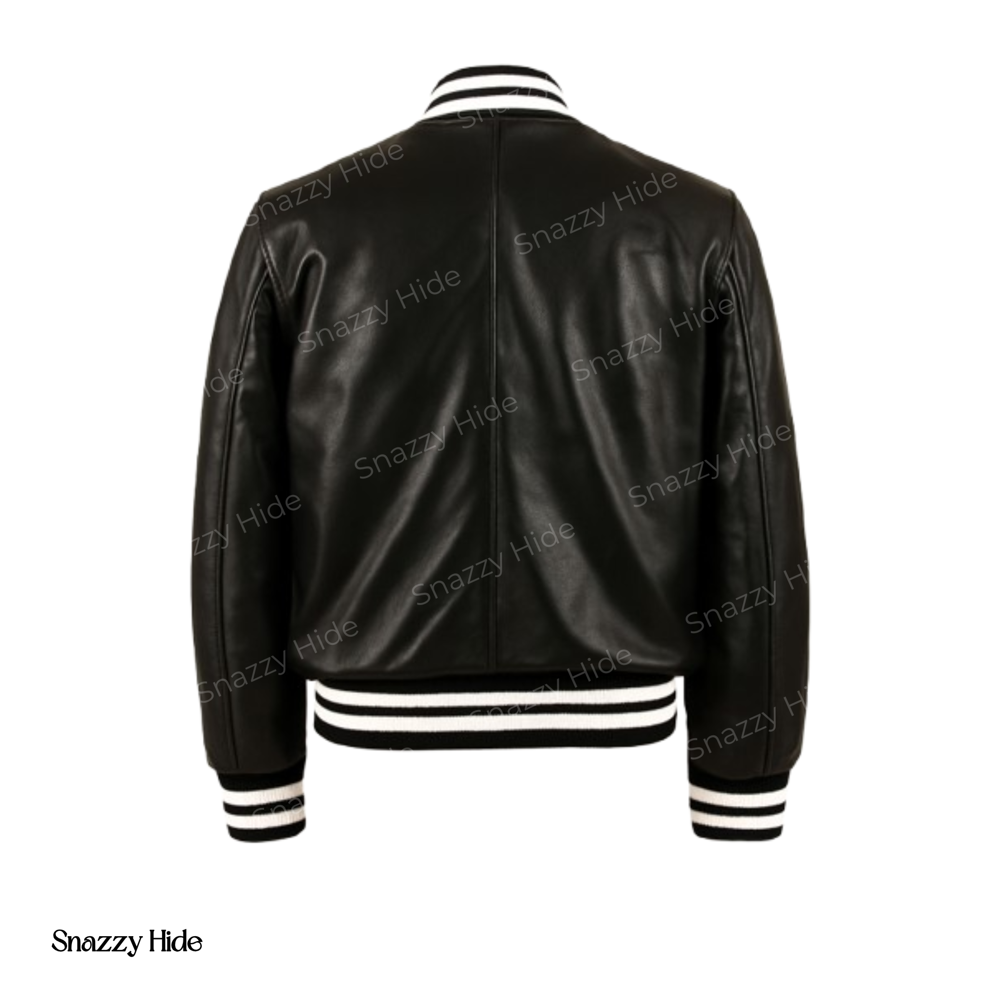 Mens Synthetic Leather Baseball Jacket Black