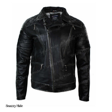 Men’s Black Retro Leather Biker Jacket