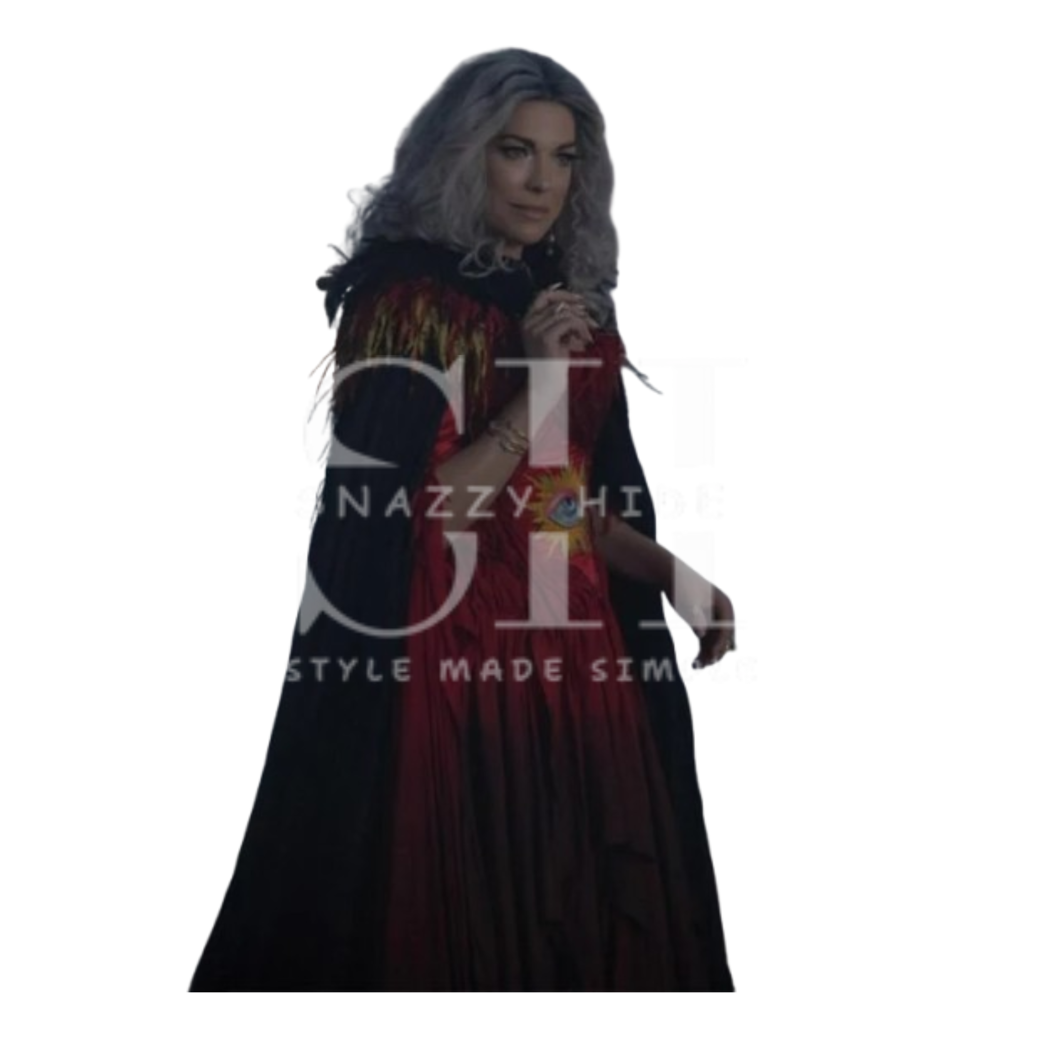 Hannah Waddingham Hocus Pocus 2 Black Cloak Coat