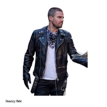 Stephen Amell Arrow Oliver Roadmaster Black Leather Jacket