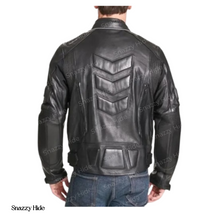 Men’s Padded Black Biker Leather Jacket