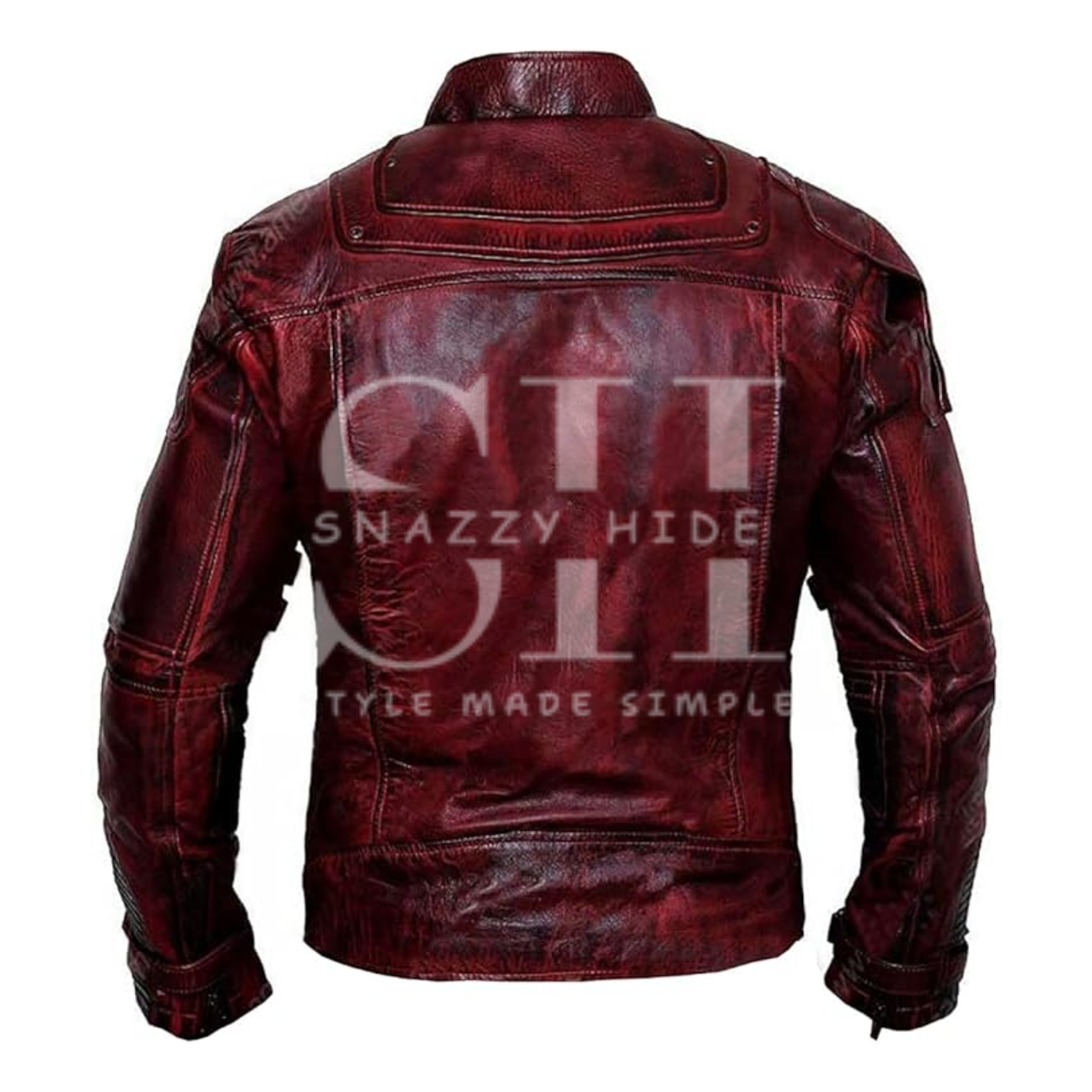 Men Bloody Red Real Leather Jacket for Halloween