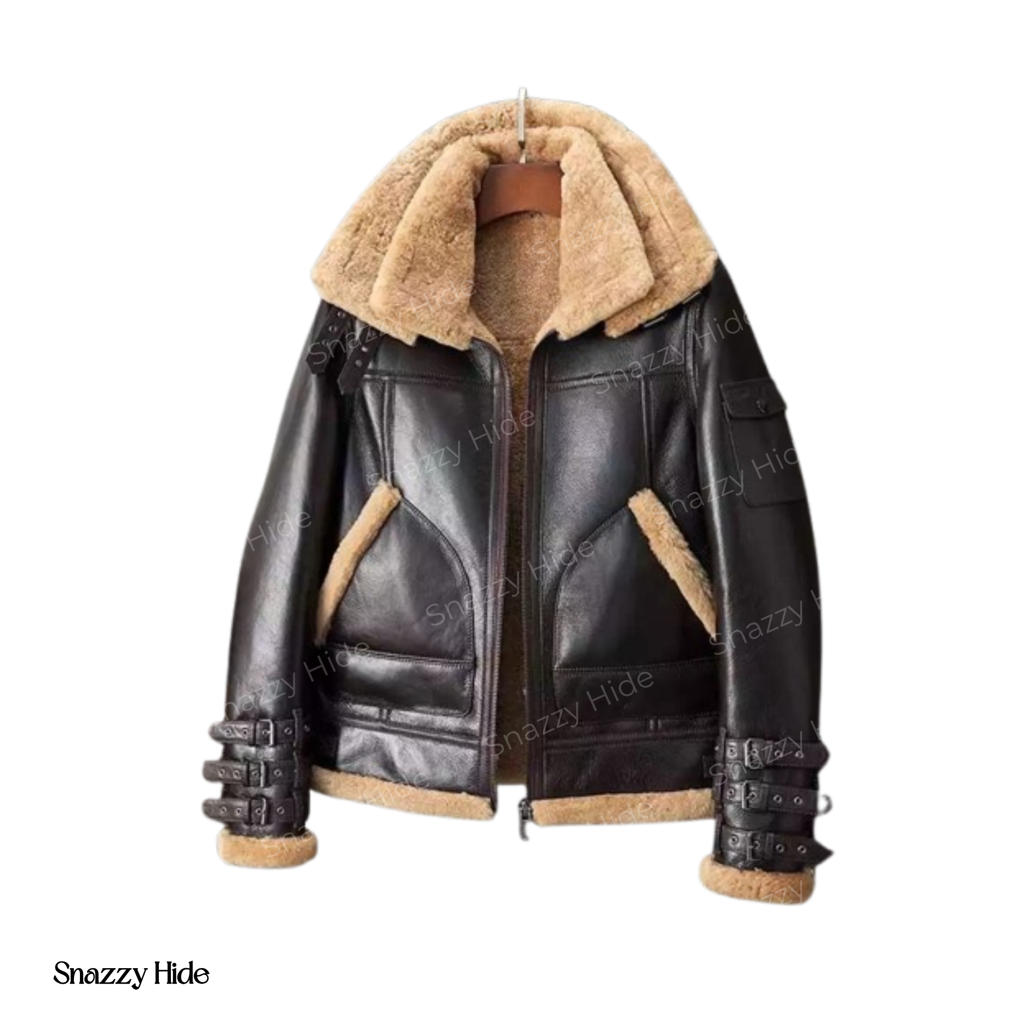 Mens Dark Brown Shearling Bomber Jacket