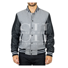 Men’s Grey Varsity Bomber Jacket