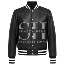 Men's Synthetic Leather Baseball Jacket Black