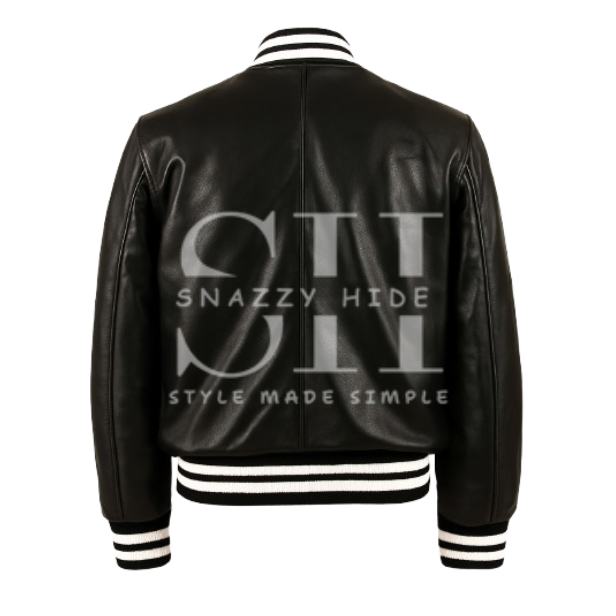 Men's Synthetic Leather Baseball Jacket Black