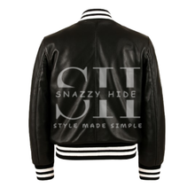 Men's Synthetic Leather Baseball Jacket Black