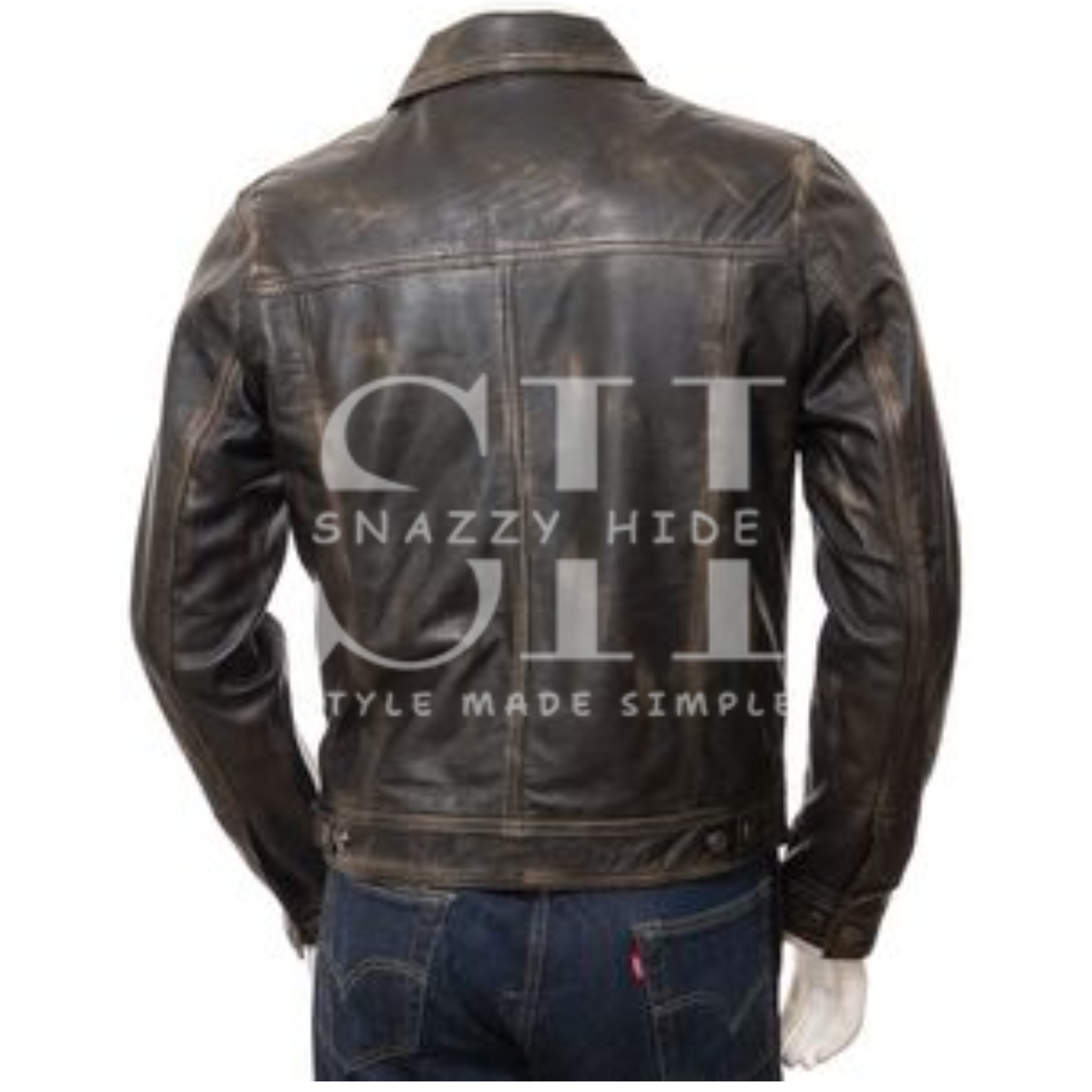 Men’s Vintage Denim and Leather Biker Jacket