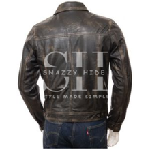 Men’s Vintage Denim and Leather Biker Jacket