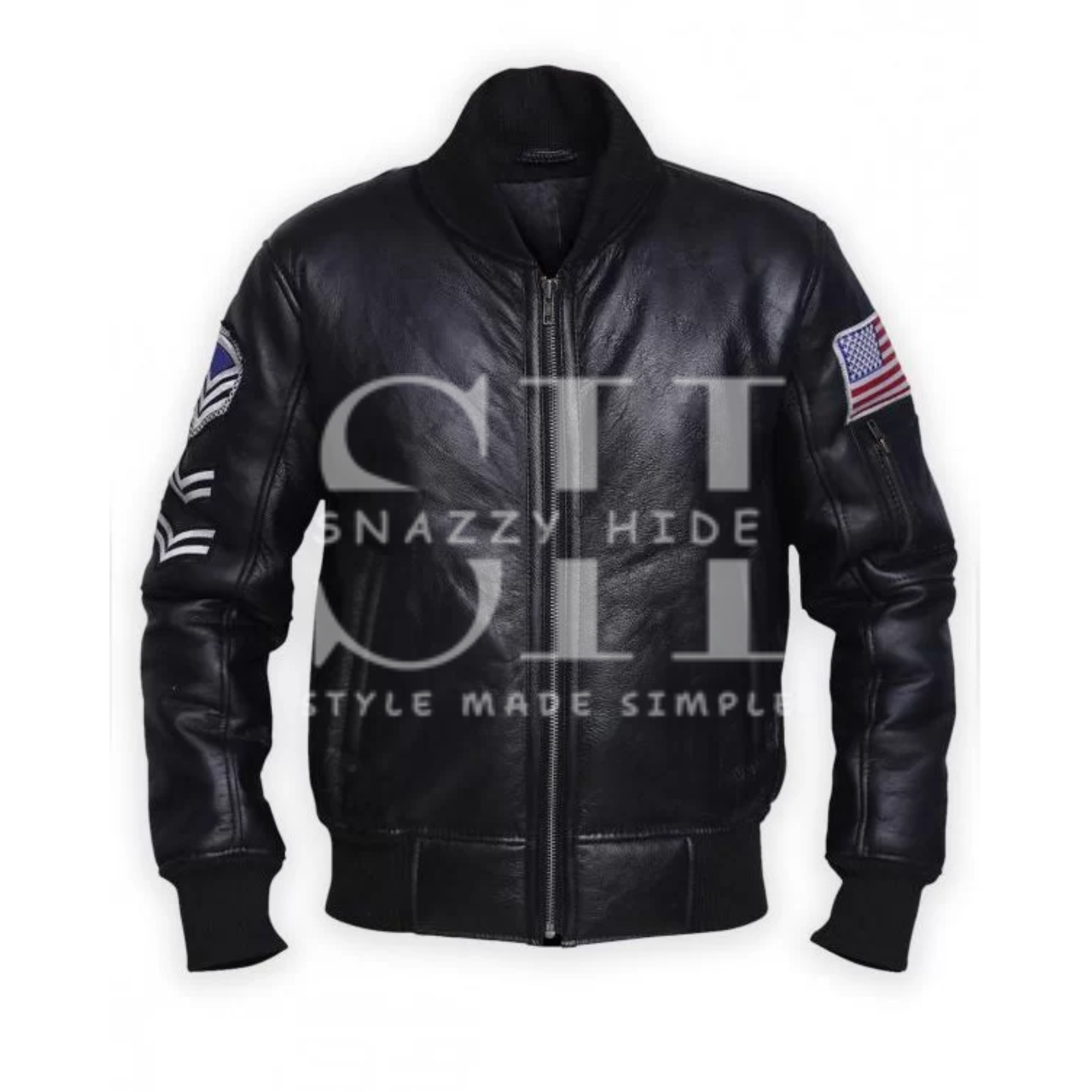Men’s Black American Flag Leather Jacket