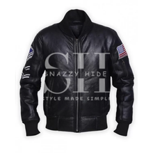 Men’s Black American Flag Leather Jacket