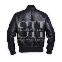 Men’s Black American Flag Leather Jacket