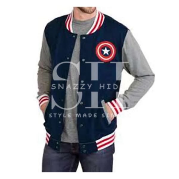 Captain America Blue Varsity Bomber Jacket