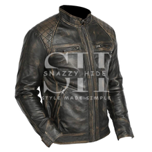 Men’s Retro Caf? Racer Leather Biker Jacket