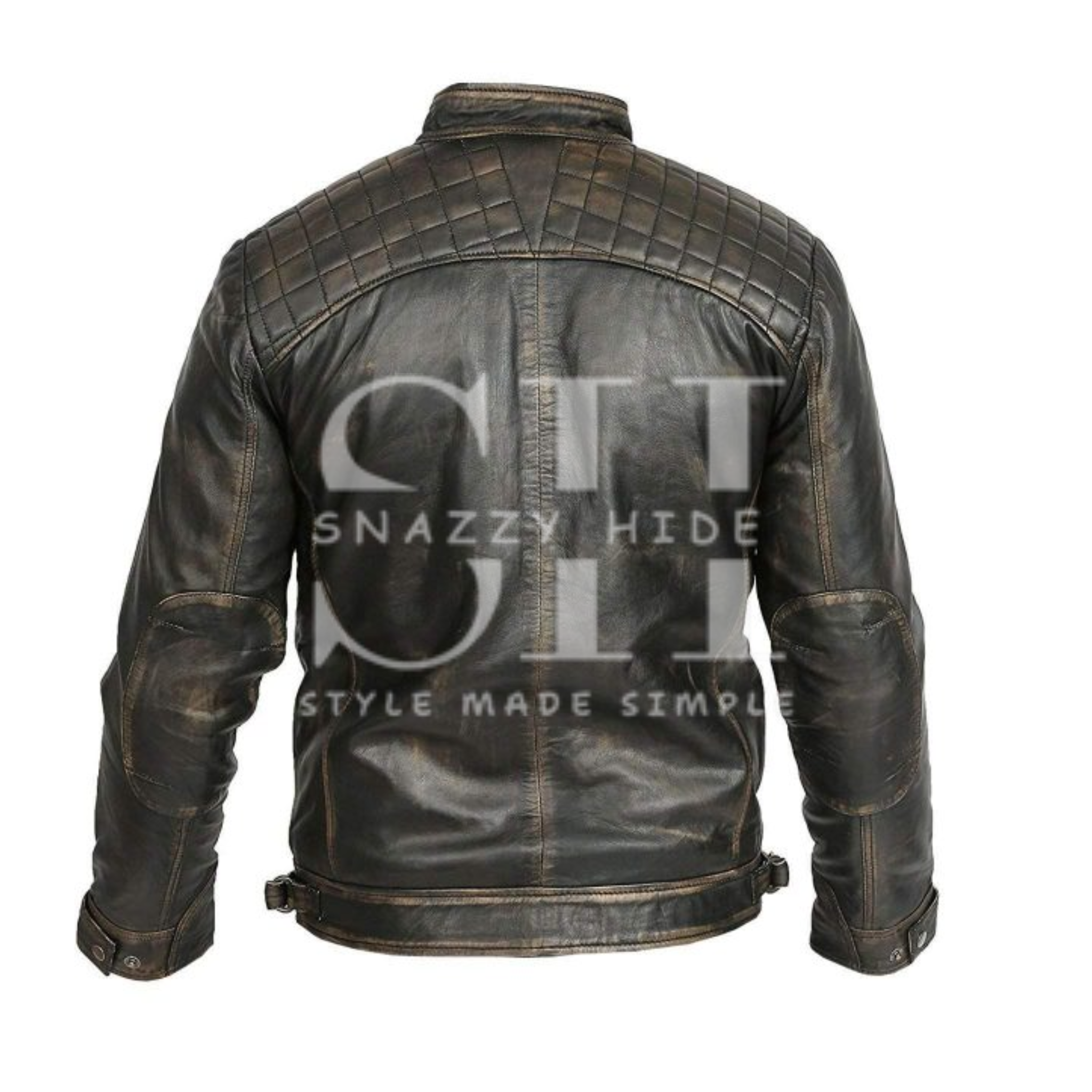 Men’s Retro Caf? Racer Leather Biker Jacket