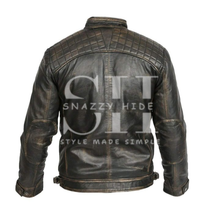 Men’s Retro Caf? Racer Leather Biker Jacket