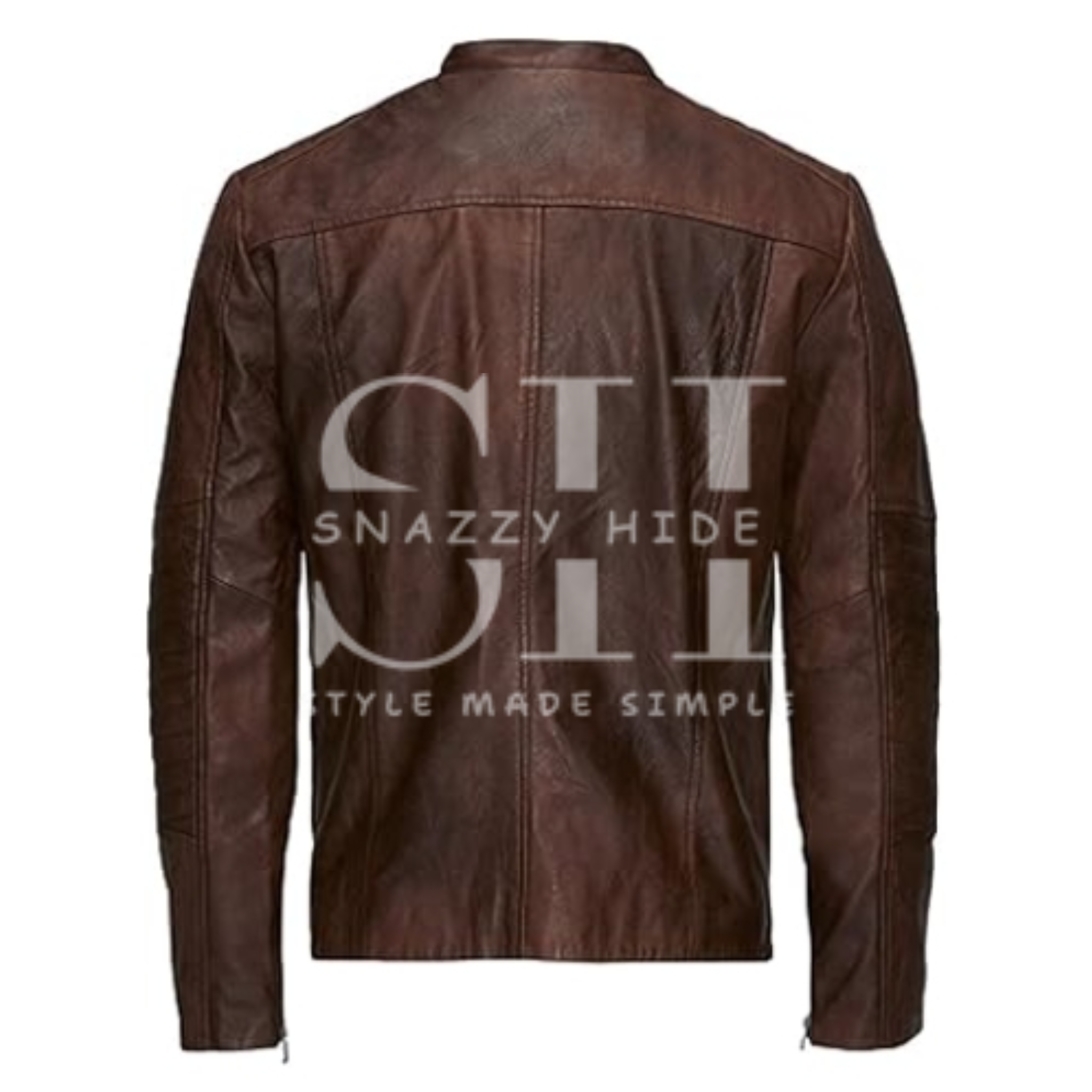 Men's Waxed Sheepskin Fashion Leather Jacket Camel Brown