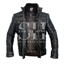 Men’s Distressed Motorcycle Leather Jacket