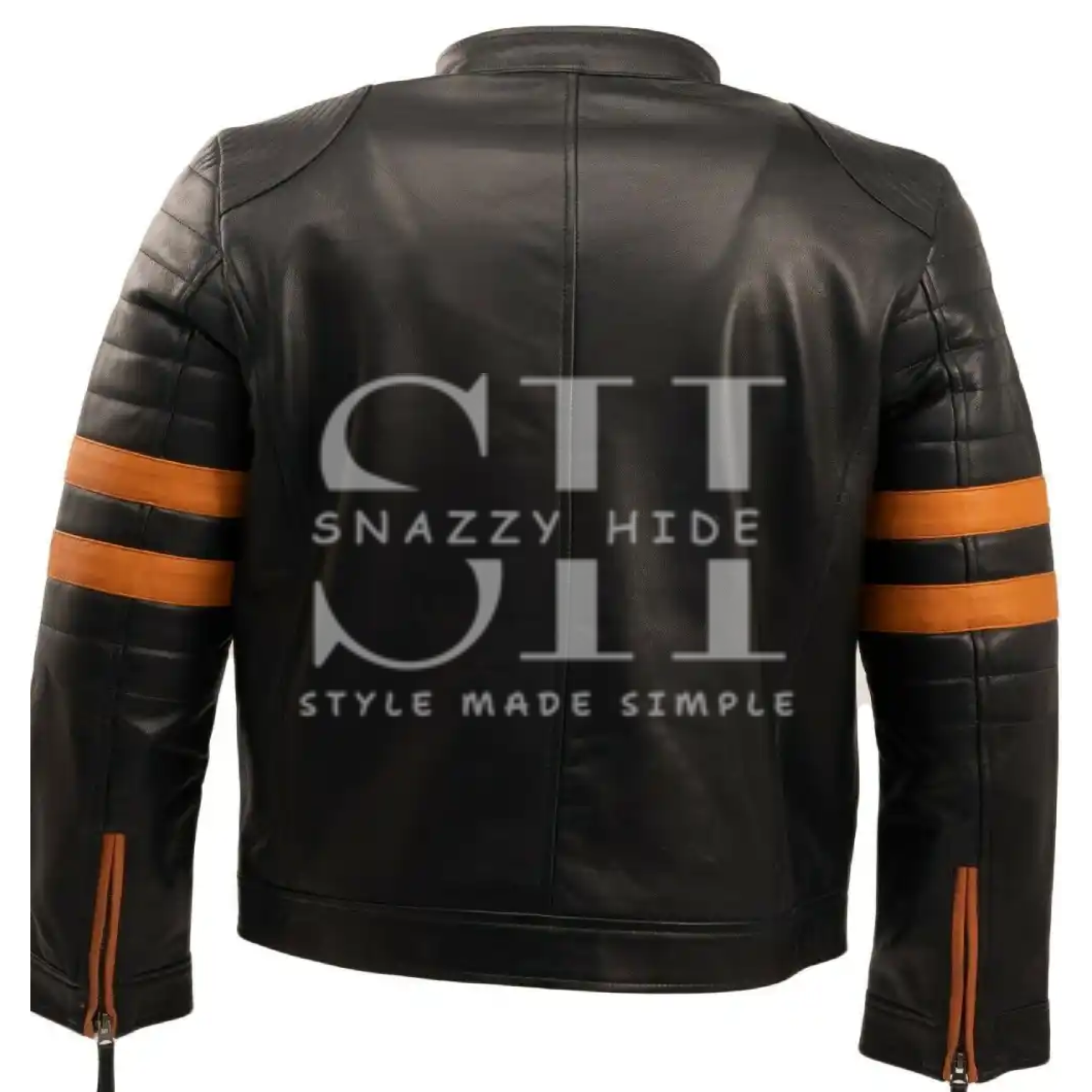 Men’s Brown Stripe Cafe Racer Leather Jacket