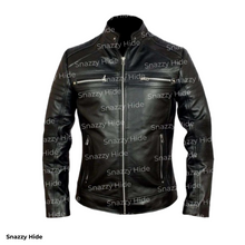 Mens Cafe Racer Retro Black Biker Jacket