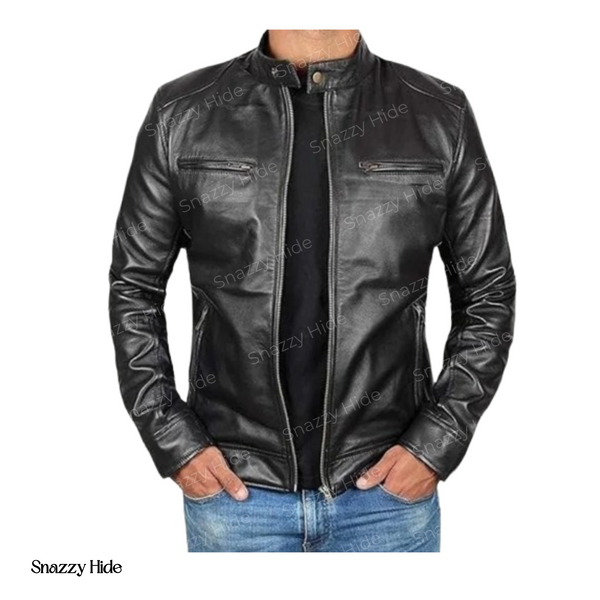 Men’s Black Cafe Racer Jacket