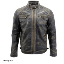 Mens Cafe Racer Retro Motorcycle Leather Jacket